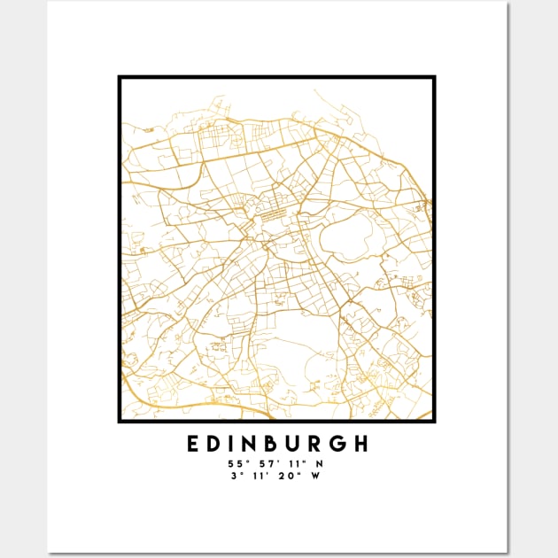 EDINBURGH SCOTLAND CITY STREET MAP ART Wall Art by deificusArt